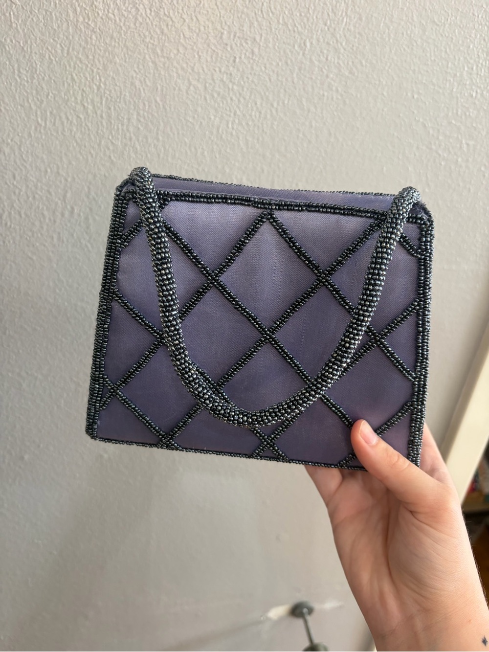 Bijoux Terner Lavender Beaded Quilted Evening Clutch